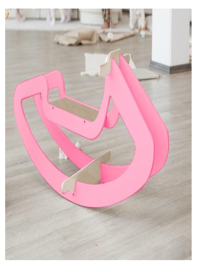 Keebori DIY Wooden Rocking Horse for Kids, Wooden Rocking Chair, Rocking Toys for Babies, Children's Playground Toy, Suitable for Age Under 12 Years (Pink) - Image 2